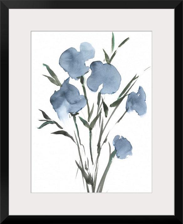 Watercolor Blue Bouquet II