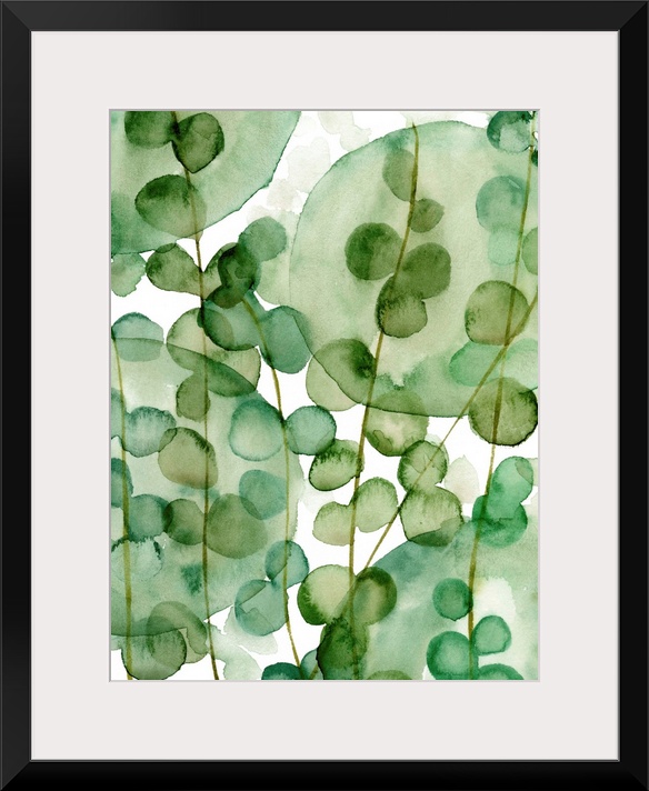 Abstract interpretation of tropical foliage made with shades of green.