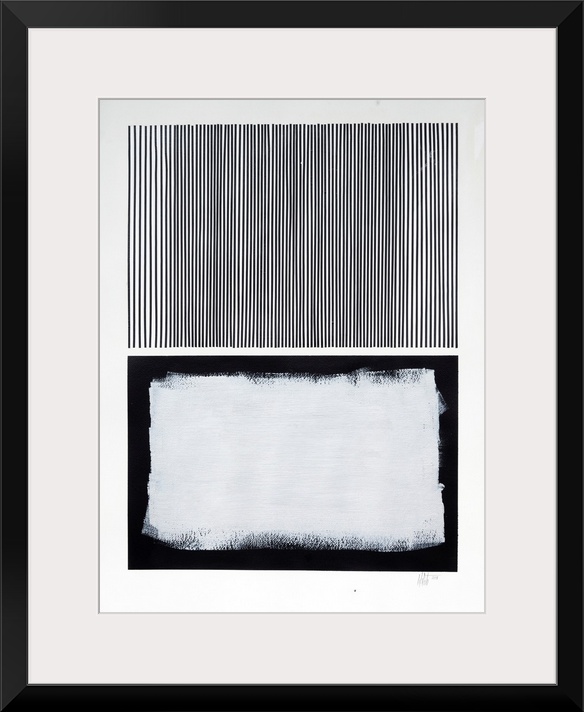 Abstract expression painting in which geometric color and lines invade the space in contrast with different elements: ligh...