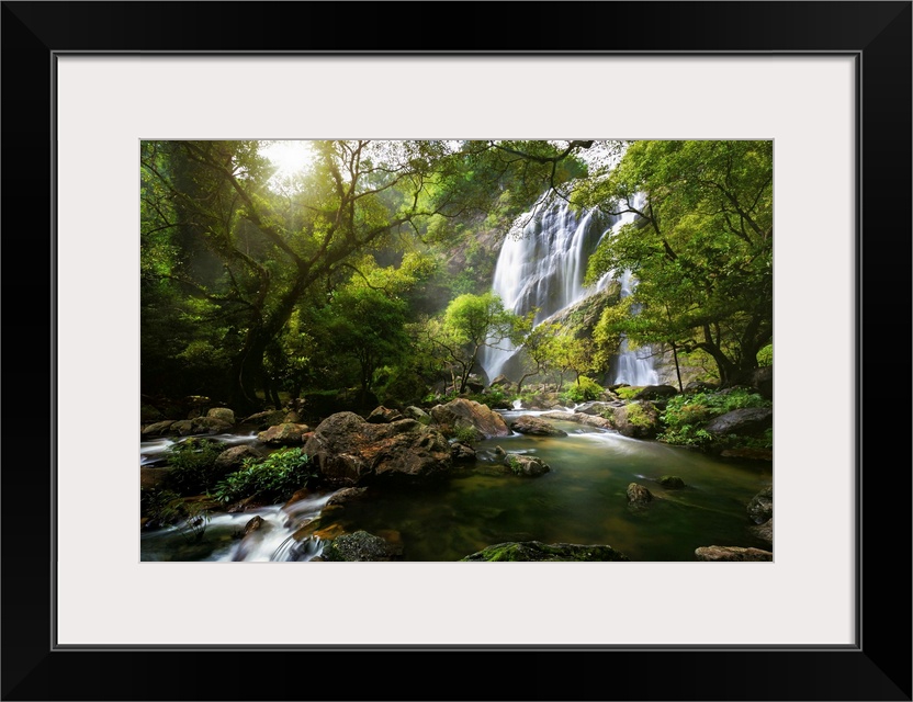 Mountain stream and waterfall in the autumn.