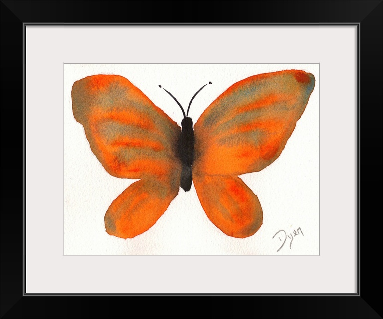 Watercolor painting of a butterfly against a white background.