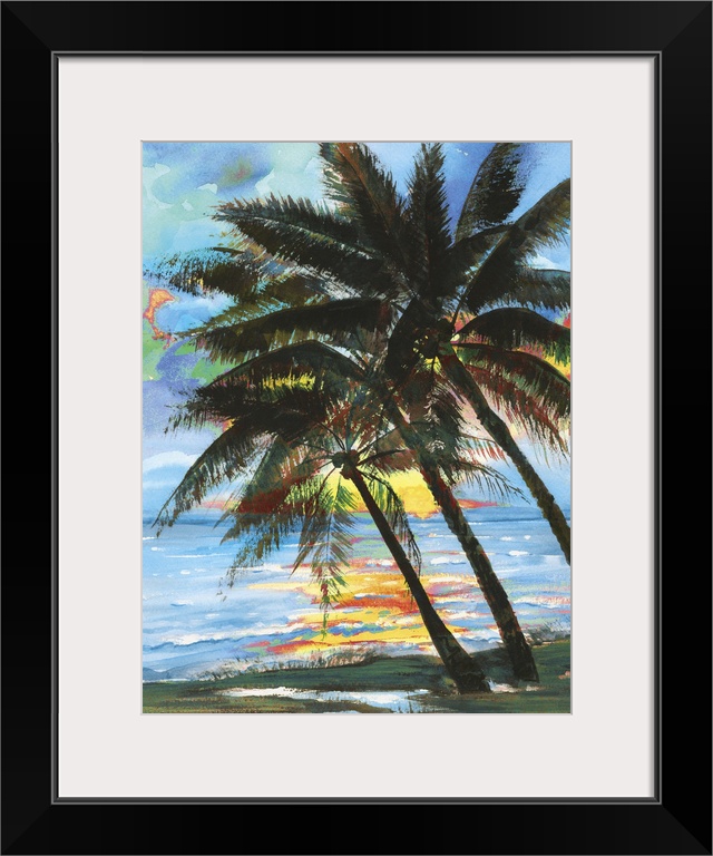 Contemporary painting of a group of palm trees.