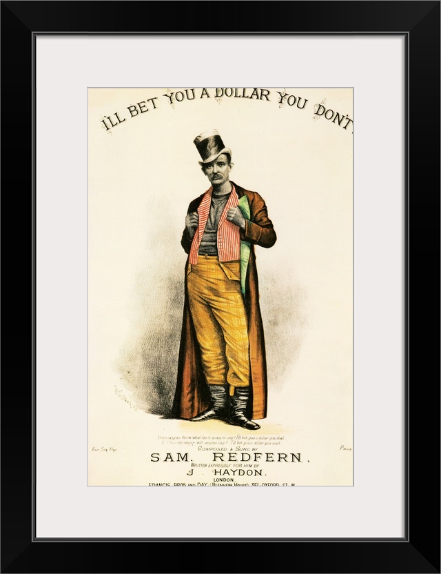 1870s UK I'll Bet You A Dollat You Dont Sheet Music Cover