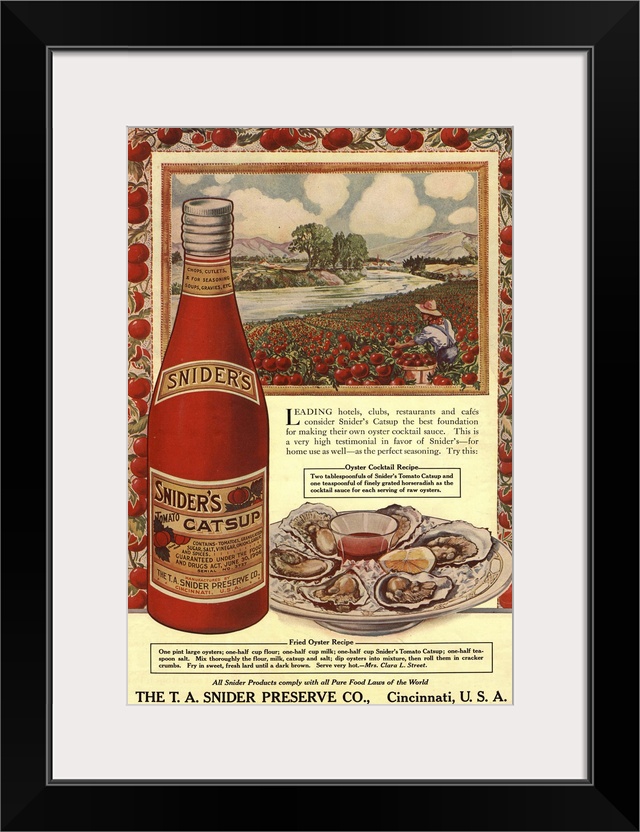 .1900s .USA.tomato sauce catsup sniders oysters tomatoes...