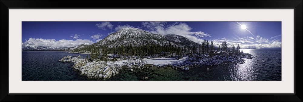 Sand Harbor Lake Tahoe, California, USA. This is a 5 image aerial panoramic of Sand Harbor at Lake Tahoe.