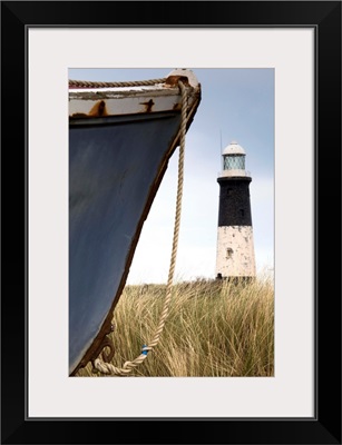 Abandoned Boat And Lighthouse, Humberside, England