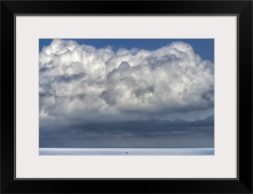 Billowing and stormy cloud formations over the ocean; South Shields, Tyne and Wear, England.