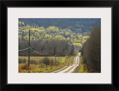Country Road With Electrical Wires Running Along It, Thunder Bay, Ontario, Canada