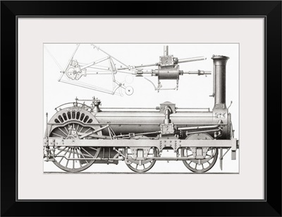 Crampton's Railway Steam Locomotive Engine, 19th Century