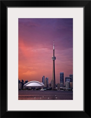 Downtown Toronto Across Lake Ontario At Sunset