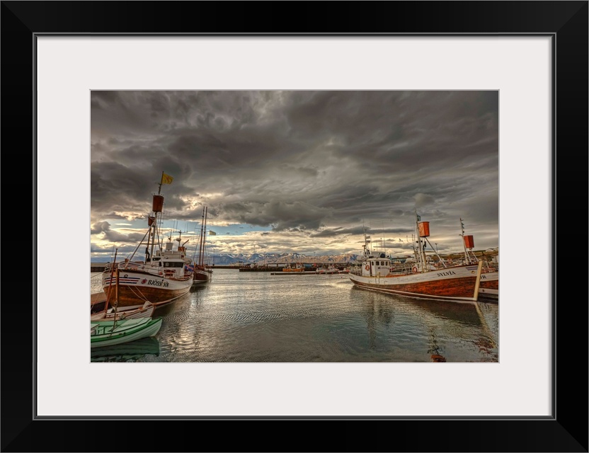 Dramatic Clouds Over Husavik Harbour, Northern Iceland