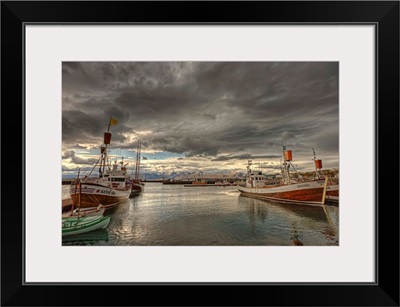 Dramatic Clouds Over Husavik Harbour, Northern Iceland