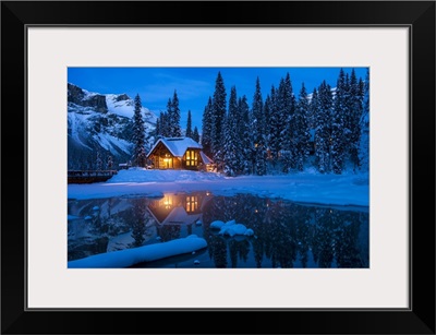 Emerald Lake Lodge Backed By President Range At Night In The Canadian Rockies