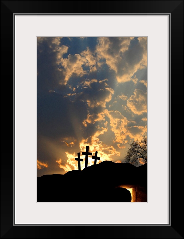 Empty Tomb And Three Crosses