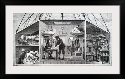 Engraving Depicting A Balloon House In Amsterdam, Dated 19th Century