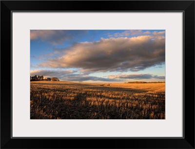 Farm And Stubble In Fall During Harvest, Near Edmonton, Alberta, Canada