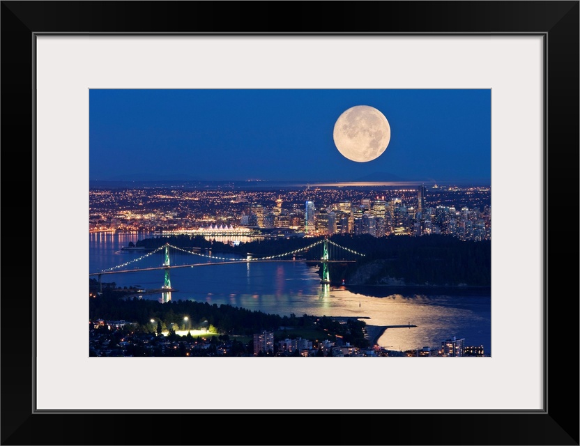 Full Moonrise Over Vancouver, British Columbia, Canada