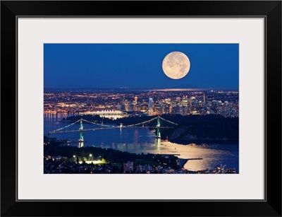 Full Moonrise Over Vancouver, British Columbia, Canada