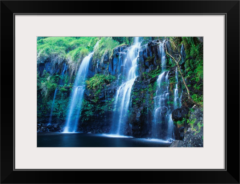 Hawaii, Maui, Hana Coast, Waterfall Flows Into Blue Pool