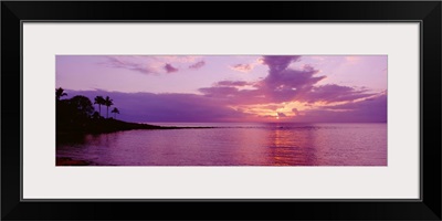 Hawaii, Maui, Kapalua Beach, Purple Sunset Over Ocean