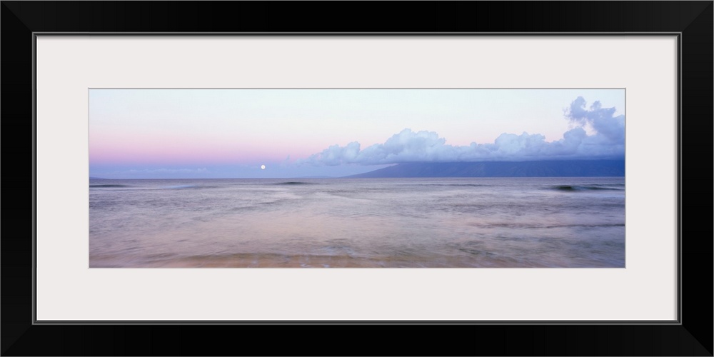 Hawaii, Maui, Misty Morning Skies And Ocean, Molokai In Distance