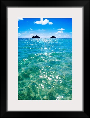Hawaii, Oahu, Lanikai Beach, View Of Water, Sky, Clouds And Moku