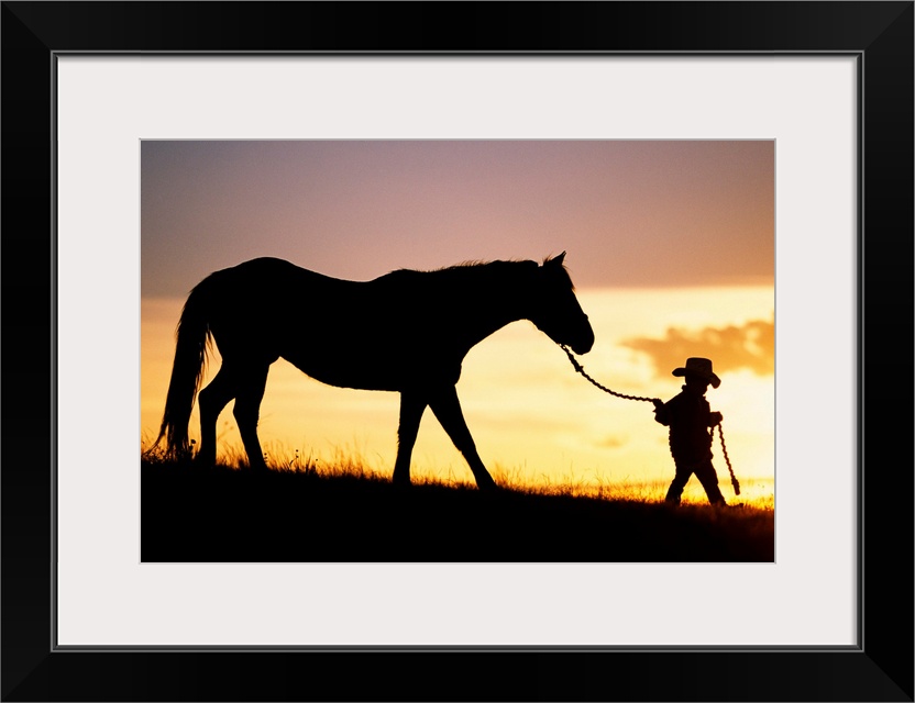 This is a landscape photograph of a small child walking down a hill at twilight making it perfect nursery or a childos bed...