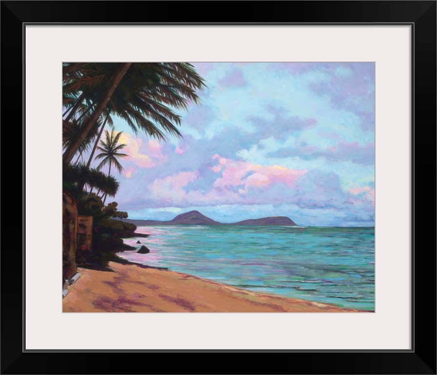 Koko Palms, Hawaii, Oahu, View Of Koko Head From Quiet Beach (Acrylic Painting).