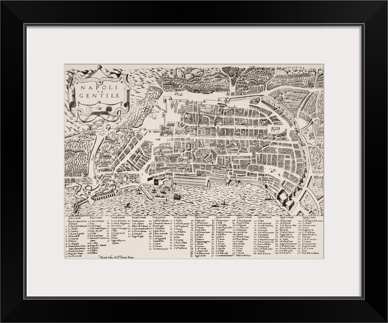 Map Of Naples Italy, Undated But Put As Circa 1600 By Map Room British Museum.