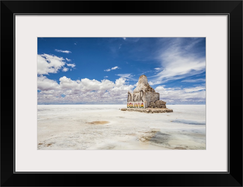 Monument to the Dakar Rally at Salar de Uyuni, the world's largest salt flat; Potosi Department, Bolivia.