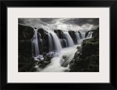 Moody Image Of Waterfalls In The Central Area Of Iceland In A Long Exposure, Iceland