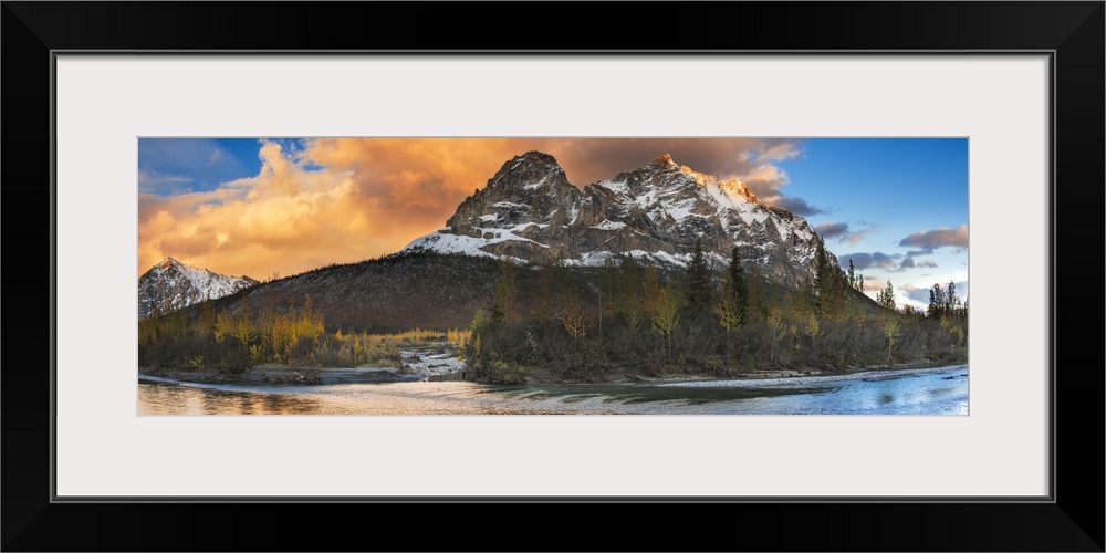 Panoramic scenic of Mt. Sukakpak at sunset along the Middle Fork of the Koyukuk River in the Brooks Range, Arctic Alaska, ...