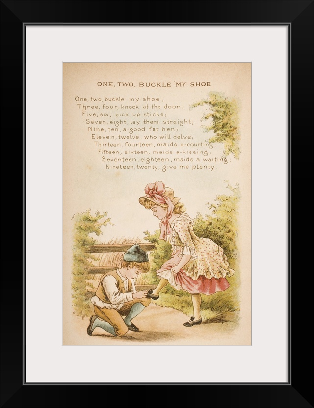 Nursery Rhyme And Illustration Of One Two Buckle My Shoe From "Old Mother Goose's Rhymes And Tales." Illustrated By Consta...