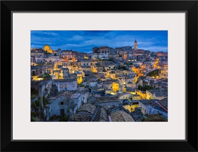 Overview Of Matera At Dusk, Basilicata, Italy