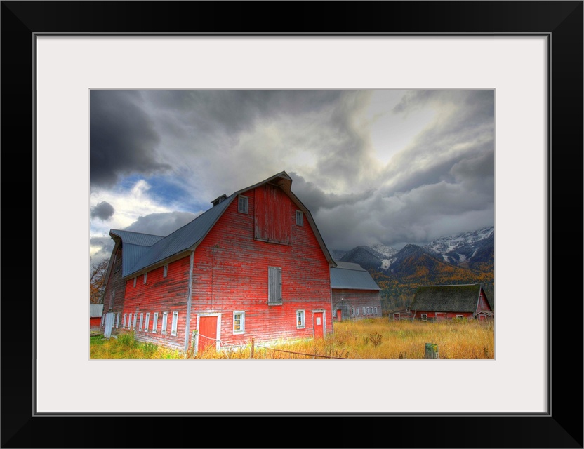 Red Barn Mt. Fernie In The Background, British Columbia, Canada