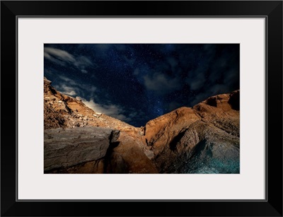 Stars In The Night Sky Above A Rocky Ravine In The Atacama Desert, Chile