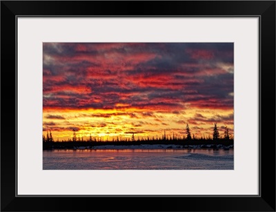Sunset Over Dymond Lake, Manitoba. Near Churchill