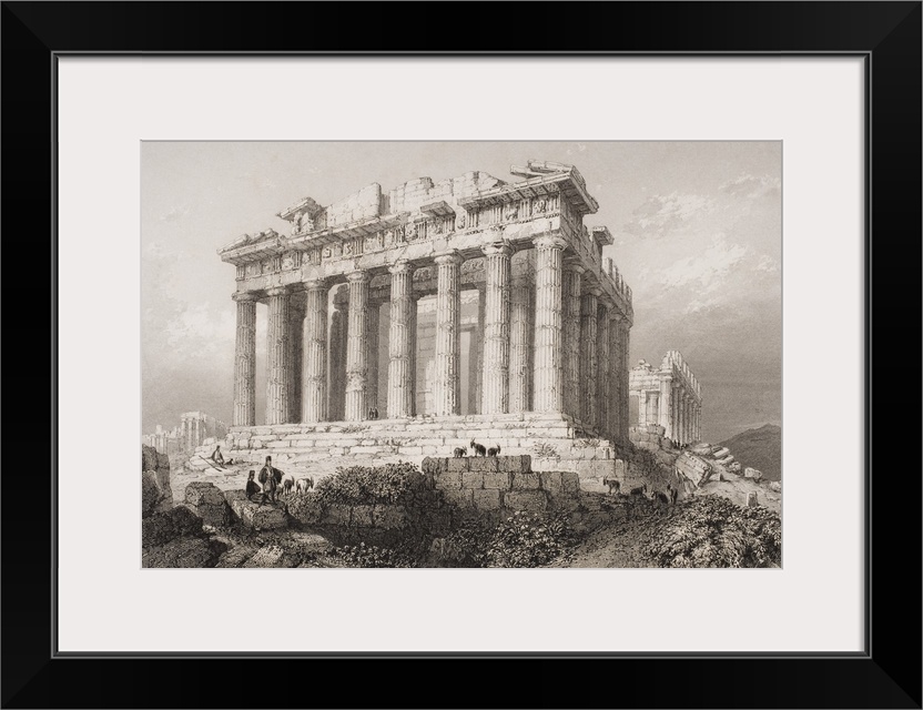 The Parthenon At Athens, Greece. Engraved By E. Challis After W. H. Bartlett.