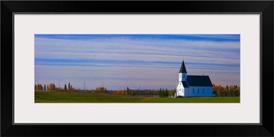 Traditional Prairie Steeple Church In The Morning