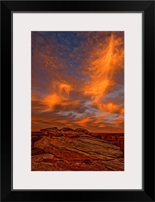 Vibrant Sunset Over The Rim Of Canyon De Chelley, Arizona, USA