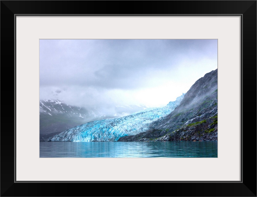 View of Shoup Glacier through fog, Shoup Bay State Marine Park, Prince William Sound,