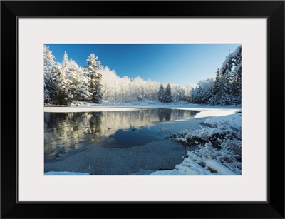 Winter landscape with ice on a lake, Ontario, Canada