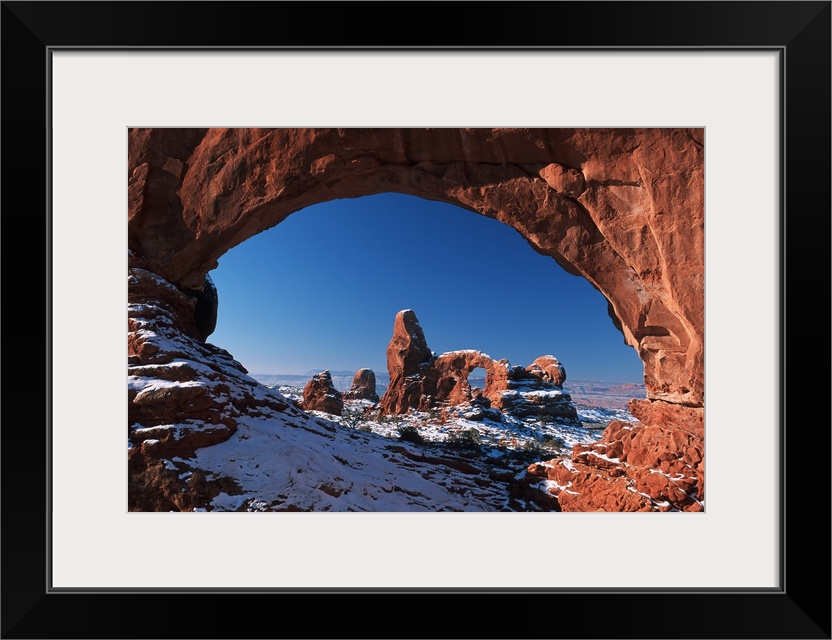 Winter Snow Covers Turret Arch At Arches National Park; Utah