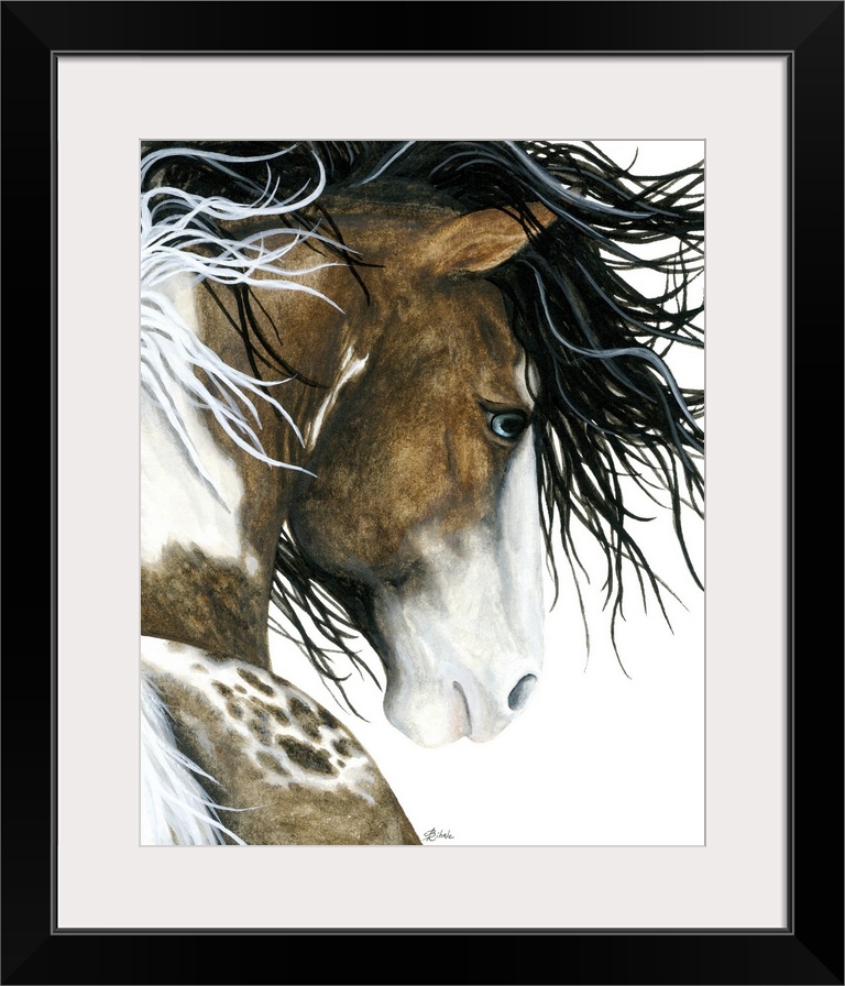 Majestic Series of Native American inspired horse paintings of a mustang.