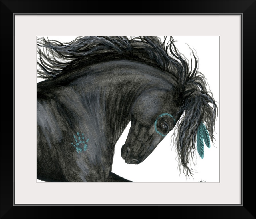 Majestic Series of Native American inspired horse paintings of a mustang.