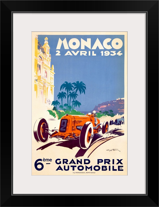 Vintage Auto Poster, Monaco F1 Grand Prix