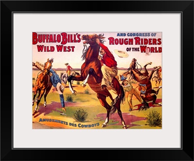 Amusements des Cowboys, Buffalo Bill, Vintage Poster