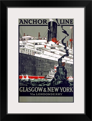 Anchor Line, Glasgow to New York, Vintage Poster, by Kenneth Shoesmith