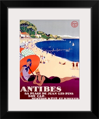 Antibes, Sa Plage de Juan Les Pins, Vintage Poster,by Roger Broders