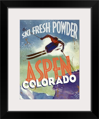 Aspen Colorado Ski Fresh Powder Vintage Advertising Poster